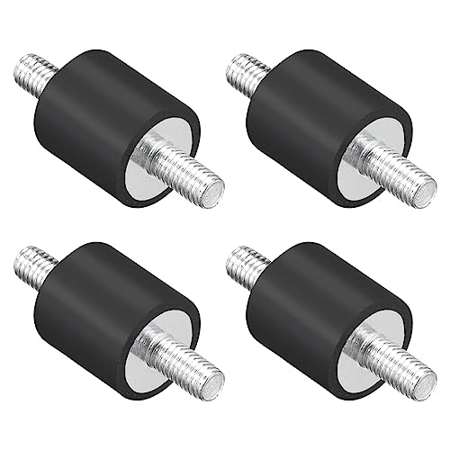 QUARKZMAN M5 Gewinde Gummifüße x 4Stk Gummi Nieten Stoßdämpfer Anti-Vibrationsdämpfer Montage für Stromerzeuger Kompressor Motoren [Schwarz Silber Ton]
