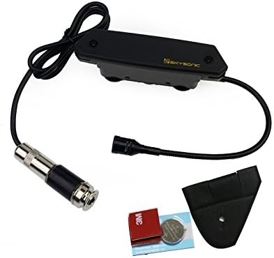 Contents of the SKYSONIC T-902 package, including the pickup, end pin jack, battery, and mounting accessories.