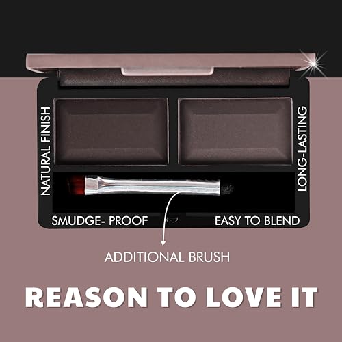 Image of FASHION COLOUR Dual Eyebrow Powder Kit With Spoolie | Powder With Brush | Long-Lasting | Natural Looking Brows | Rich Color Payoff | Shaped & Defined Brows | Brown | 8gm