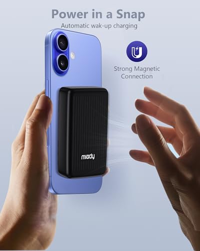 Miady Magnetic Power Bank for iPhone 10000mAh, 15W MagSafe-Compatible Wireless Portable Charger, 22.5W USB-C Charging Battery Pack for iPhone 17/16/15/14/13/12 - Thumbnail 4