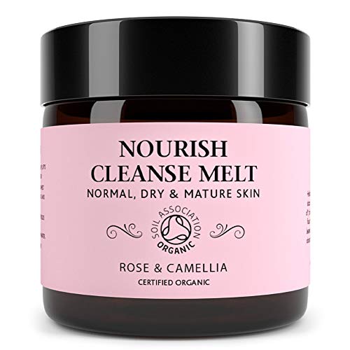 Nourish Luxury Cleansing Melt - Hot Cloth Cleanser Balm Makeup Remover and Skin Moisturiser - 100% Natural & Certified Organic, Rose & Camellia (60g)
