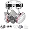 Tesoro Moda Respirator Mask for Spray Painting, Woodworking, Welding, Dust, and General Safety with Clear Eye Goggles, 10 Replacement Filters, Half Face Cover with Safety Glasses
