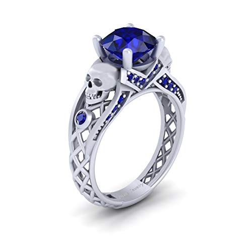 Bague saphir bleu synthétique en argent 925 pour femme éclatant