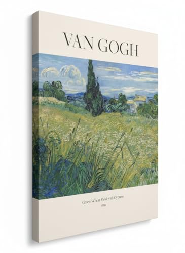 Toile Van Gogh Champs de blé vert pour déco salon lumineuse