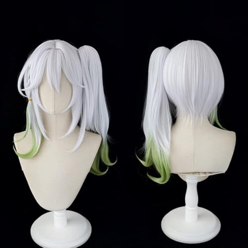 WRMING Cosplay Anime Longue Perruque Nahida Vert Gris argenté avec Bonnet de Perruque, largement utilisée au Quotidien, Tournage, Halloween, Noël, mascarades-60cm Cover