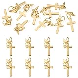 Sparkeads Kruzifix-Anhänger aus Messing, Kreuz-Anhänger, Religion, Kruzifix, baumelnde Charms mit Biegeringen für Halsketten, Ohrringe, DIY-Schmuckherstellung, Messing