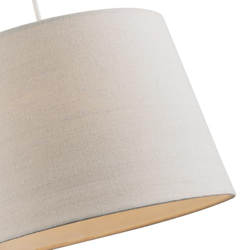 Contemporary Light Cream Linen Fabric Drum Lamp Shade with White Cotton Inner | 30cm x 20cm x 25cm | for Lamp Base or Hanging Pendant by Happy Homewares - Image 3