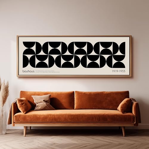 Tableau Bauhaus noir pour habiller un mur vide au-dessus du lit toile 20x60cm
