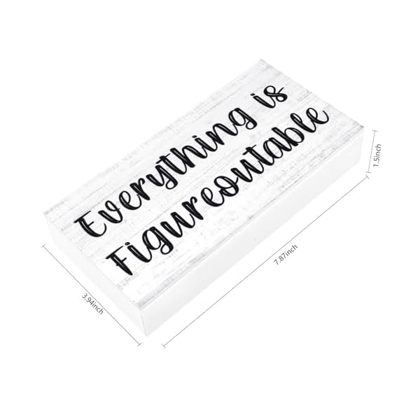 Esur home office desk decor inspirational farmhouse wooden box sign everything is figureoutablewhite  urban country home decor