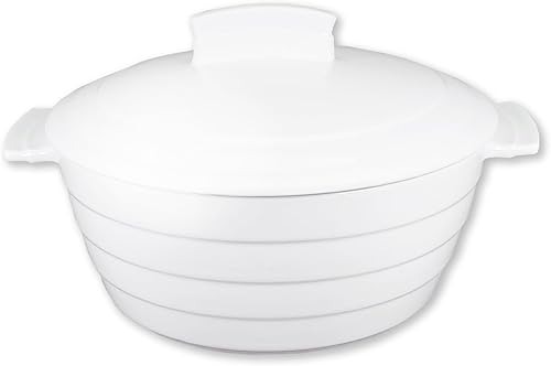 Cacerola - Juego de utensilios de cerámica blanca francesa de 1.32 cuartos de galón con tapas, resistente a las astillas y grietas, apto para