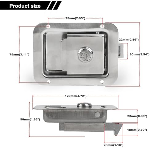 Cerradura de acero inoxidable para caja de herramientas de camión profesional y antirrobo 6
