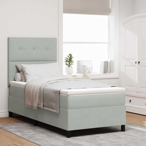 Genérico Cama Tipo Box Spring Gris Claro 100 x 200 cm Tercio,Mobiliario,Camas y Accesorios,Camas y somieres,Gris Claro,3339812