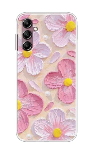 Image of COBERTA Silicone Printed Back Cover for Samsung Galaxy A14 Back Cover Case - Pastel Pink Flowers Floral for Girls Stylish Design D16689