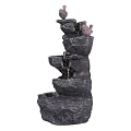 27 Inch 5-Tier Cascading Rock Water Fountain with LED Lights, Resin Imitation Stone Outdoor Waterfall Fountain for Garden Patio Yard Deck