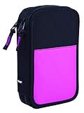 Plumier 2 pisos con contenido de color rosa