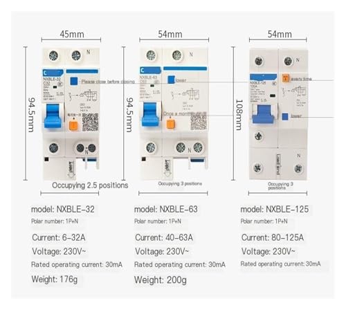 Interruptor de aire 1P+N magnetotermico de 63A disyuntor diferencial 220V 2