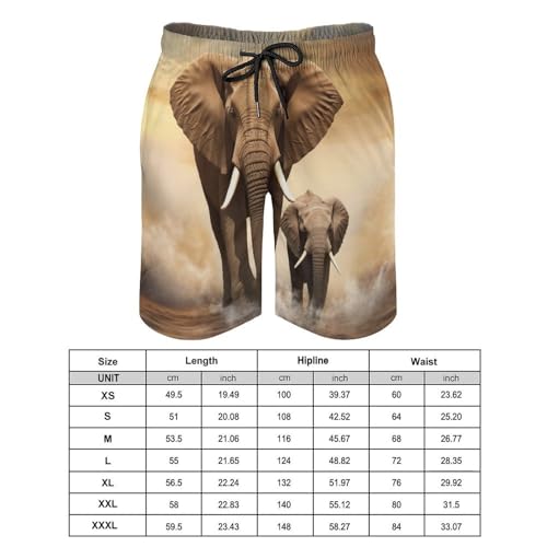 Mens Shorts Elephant and Baby Elephant Men Swim Trunks Quick-Dry Beach Shorts with Drawstring Pocket Bathing Suit2