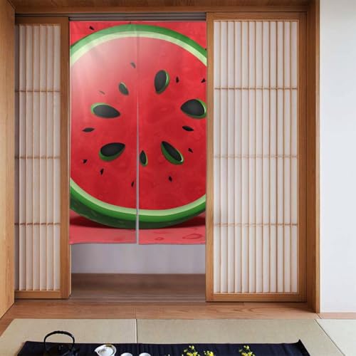 yujhopp Red Watermelon Printed Door Curtain for Doorway Privacy, Blackout