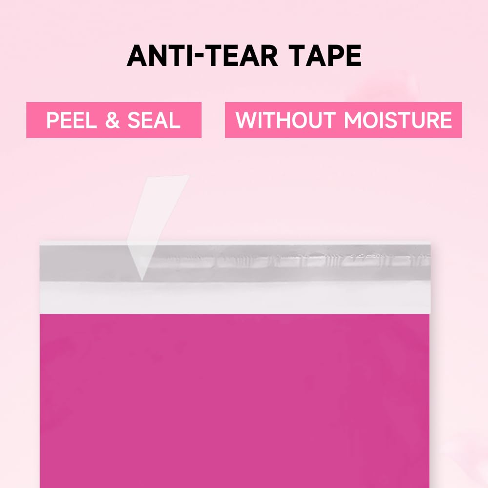 Versandtaschen, selbstklebend, 25,4 x 33 cm, Rosa, 50 Stück | Reißfeste, wasserfeste Versandtaschen, für Onlineverkäufer, Kleidung, T-Shirts, Socken, Accessoires, E-Commerce-Versand
