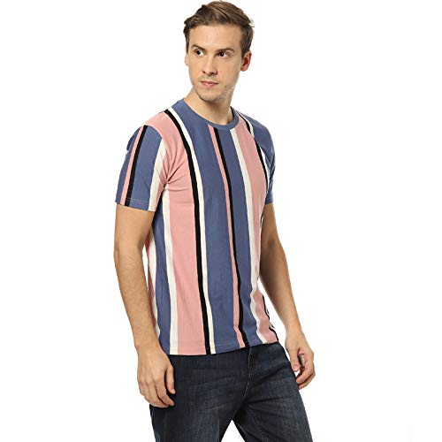 Image of CAHOOT Men's Blue and Mint Ombre Henley Neck Short Sleeve Regular Fit T Shirt for Regular Wear