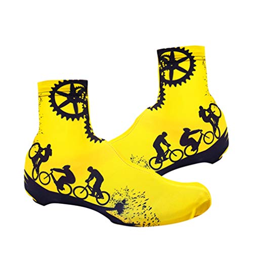 Cubiertas para zapatillas de ciclismo, protectoras contra el viento y el frío, color amarillo, talla M