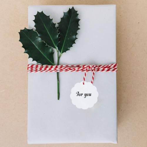 Image of CVANU White Kraft Paper Hanging Circle Shaped Tags (300pcs) with Jute Twine for Wedding| Write Blessings| Thanksgiving| Gift Decor (2.3inch X2.4inch)