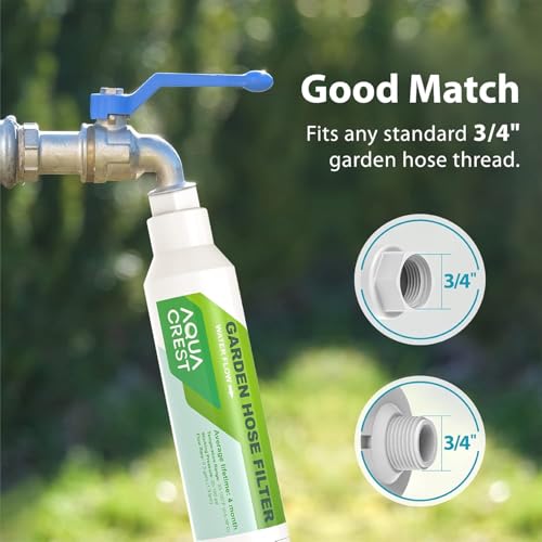 image for AQUA CREST Garden Hose Water Filter for Plants, Greatly Reduces Chlori