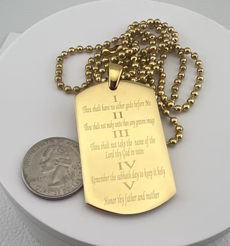 Generic Sams Tags and MORE 10 Ten commandments stainless steel gold ion plated necklace pendant ball chain2