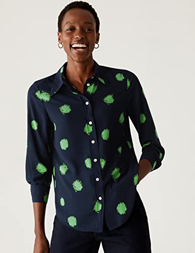 Image of Marks & Spencer Womens Printed Polyester Collared Neck Regular Fit Shirt