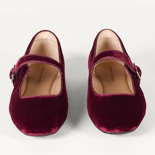 Image of Amazon Essentials Women's Velvet Mary Jane Ballet Flat with Buckle Strap