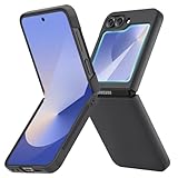 Ruky for Z Flip 6 Case, Full Body Cover Hard PC Ultra-Thin Anti-Scratches Shockproof, Support Wireless Charging Protective Phone Case for Samsung Galaxy Z Flip 6, Black