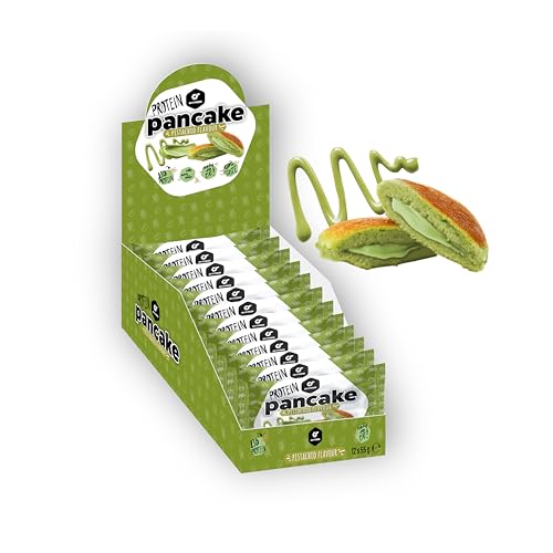 Go Fitness Protein Pancake - [12 x 50 gramm ] Pistachio High Protein Snack, frisch gebacken & extrem lecker - Eiweißriegel alternative mit 13g Eiweiß pro Pancake