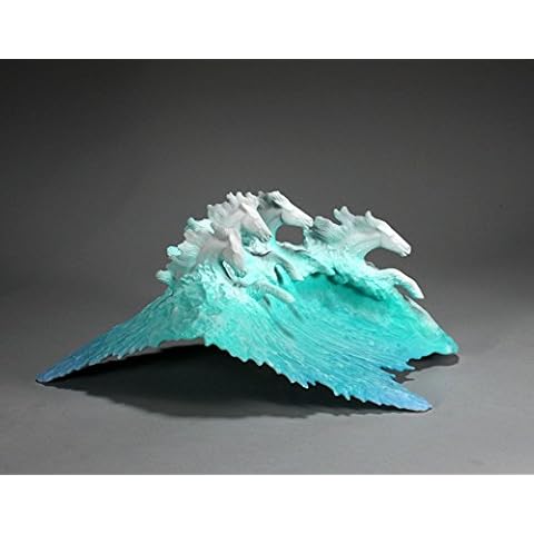 Surf Horses Sculpture from John Perry Airbrushed Blue Wave 14in Long Cover