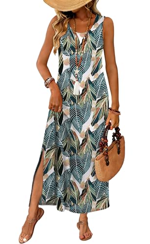Summer Dresses for Women 2026 Maxi Dress Boho Flowy Long Hawaiian Dresses Travel Spring Outfits Cruise Essentials 2026 Resort Wear Beach Vacation Plus Size Clothes Floral Sundress Casual Green
