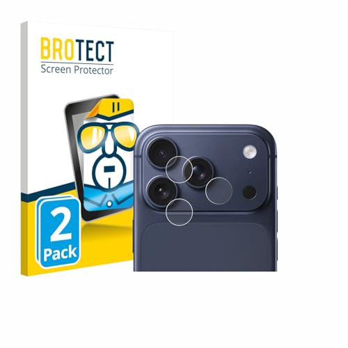 BROTECT Protector Pantalla para Apple iPhone 17 Pro (SÓLO Cámara) Protector Transparente (2 Unidades) Anti-Huellas