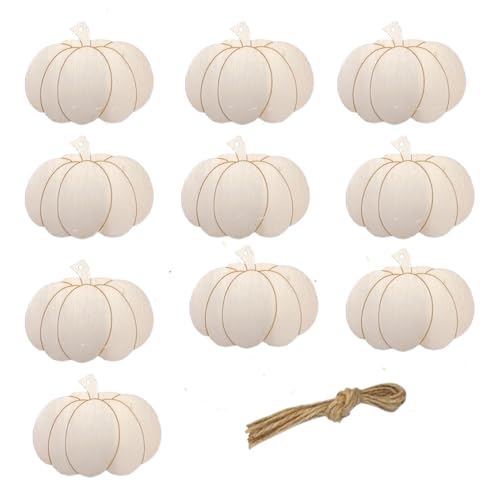 Wooden Pumpkin Ornament 10pcs Halloween Blank Wooden Pumpkin 3.5X2.8in Used for Painting and Decoration DIY Technology Hanging skrnrhrery