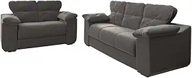 Conjunto de Sofá 2 e 3 Lugares Suede Cinza Londres Mamflex