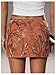 MakeMeChic Women's Floral Sequin Sparkly Mini Skirt Low Waist Bodycon Party Short Skirts Orange Large