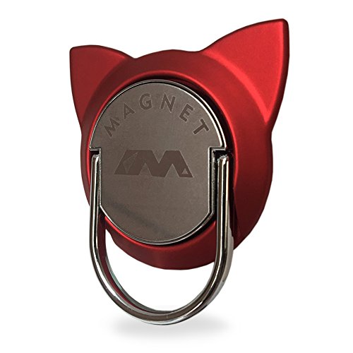 Finger Ring for Magnetic Car Mount,Metal Cell Phone Finger Holder Stand, Pop 360 Rotation Cat Shape Grip Socket Kickstand for iPhone X 7 8 Plus 6 6S SE, Samsung Galaxy Note 8 S8 S7 Tablet (Red)