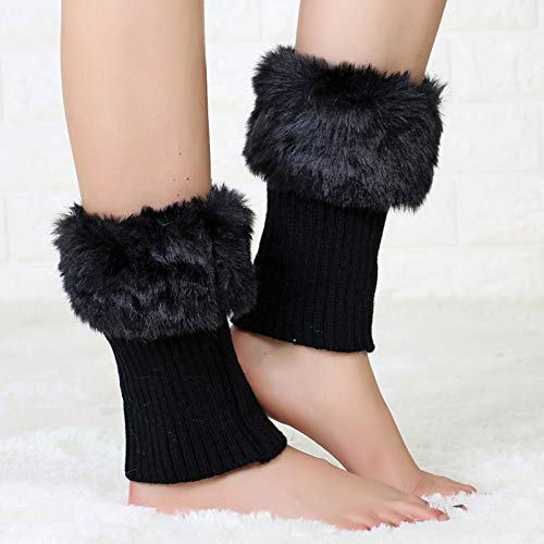 Hoce Kids Girls Knitted Furry Short Boot Toppers Socks Faux Fur Boot Cuffs3