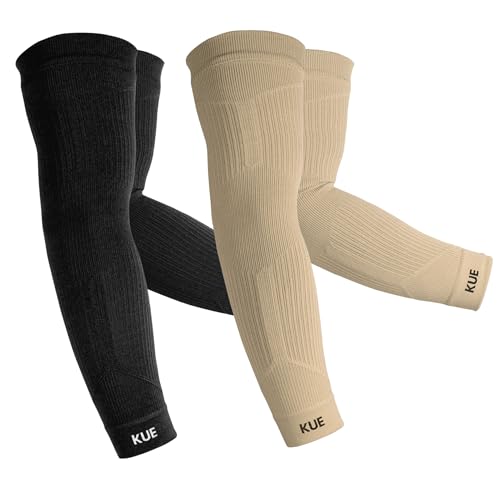 Image of KUE Compression Arm Sleeves for Men & Women | Sports Arm Sleeves for Running, Cricket & Cycling | UV Protection Cooling Sleeves | Arm Compression Sleeve for Joint Pain Relief