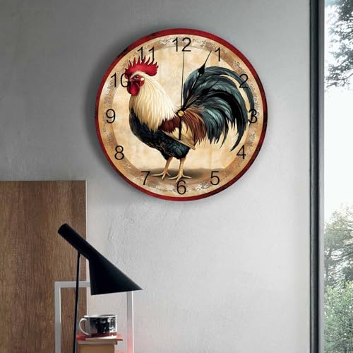 Reloj de pared redondo con gallo 10 pulgadas miniatura 4