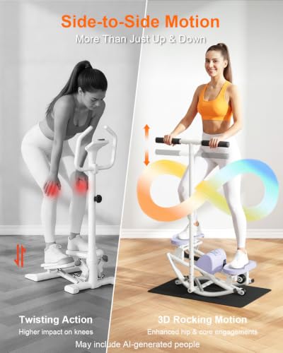 Image of Rock Stepper for Exercise at Home, Rocking Stepper Side to Side | Rocker Stepper with Resistance Bands & Handlebar for Full Body Workout, Lateral Stepper Exercise Machine (Utility Patent)
