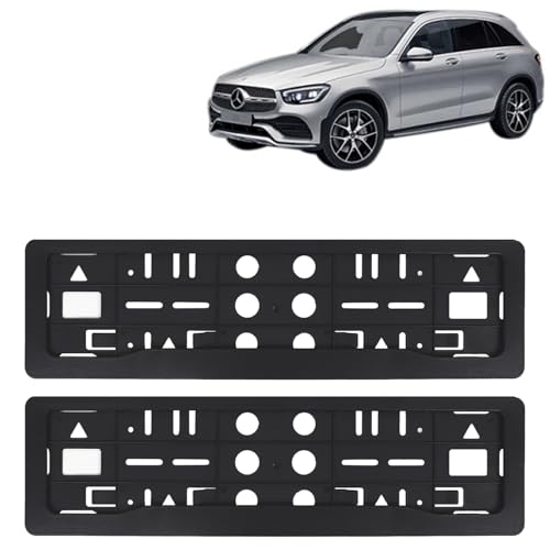 Image of KINGSWAY GLC Car Number Plate Frames for All 2019 Onwards Models of Mercedes Benz Car Registration Plate Holders, Black Licence Plate Covers (Front and Rear), Universal Size 51.5 x 14.5 cm