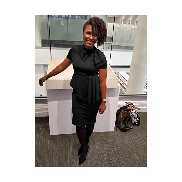 LAGSHIAN-Women-Fashion-Peplum-Bodycon-Short-Sleeve-Bow-Club-Ruffle-Pencil-Party-Dress LAGSHIAN Women Fashion Peplum Bodycon Short Sleeve Bow Club Ruffle Pencil Party Dress Black