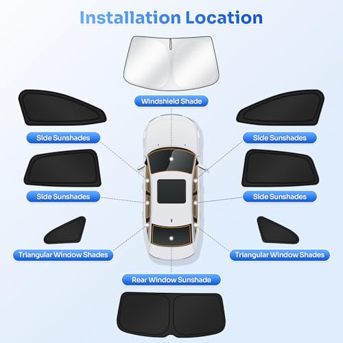 Image of Canvcle Window Shades for 2021-2026 Volkswagen /VW ID.4 ID4 Accessories Windshield Sun Shade Side Rear Window Covers Sunshade Sun Visor Shield Privacy Protection for Camping Keep Car Cool Black 8PCS