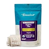 Teeccino Dandelion Herbal Tea, 50 Tagless Eco-Friendly Tea Bags - Dark Roast - Caffeine Free, Prebiotic, Gluten Free, 3x More Herbs