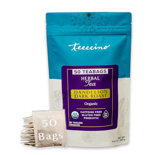 , 50 Tagless Eco-friendly Tea Bags - Dark Roast - Caffeine F
