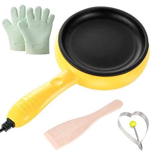 Sartén Antiadherente, Sartén para Tortilla Eléctrica de 350 W, Diámetro: 15 Cm, ​​Puede Cocer Al Vapor 7 Huevos a la Vez, Placa Calefactora Sartén para Huevos con Calentamiento Tipo C, Cocina para