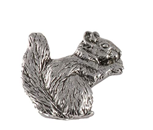 Squirrel Pin, Pewter, 1 Inches, 100% Handmade in the USA, Brown, Gray, Alpine, Douglas, Tree, Ground, Realistic, Metal, Lapel, Hat, Brooch, Gift, Jewlery, Over 3100 Unique Designs
